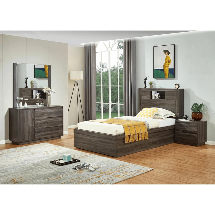 Boston King Single Bed Frame Charcoal - DLB Furniture
