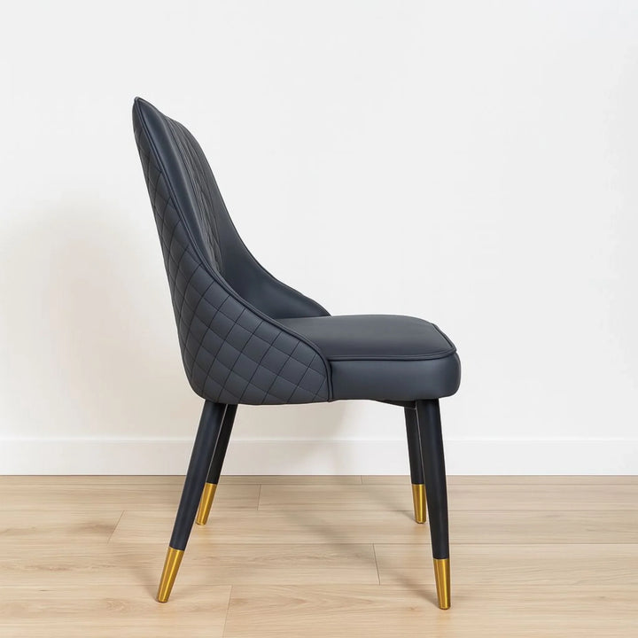 Pandia Technical Black Leather Dining Chairs - DLB Furniture