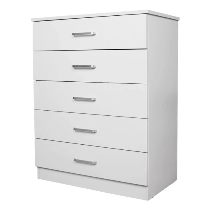Beli 5 Drawers Tallboy - White - DLB Furniture