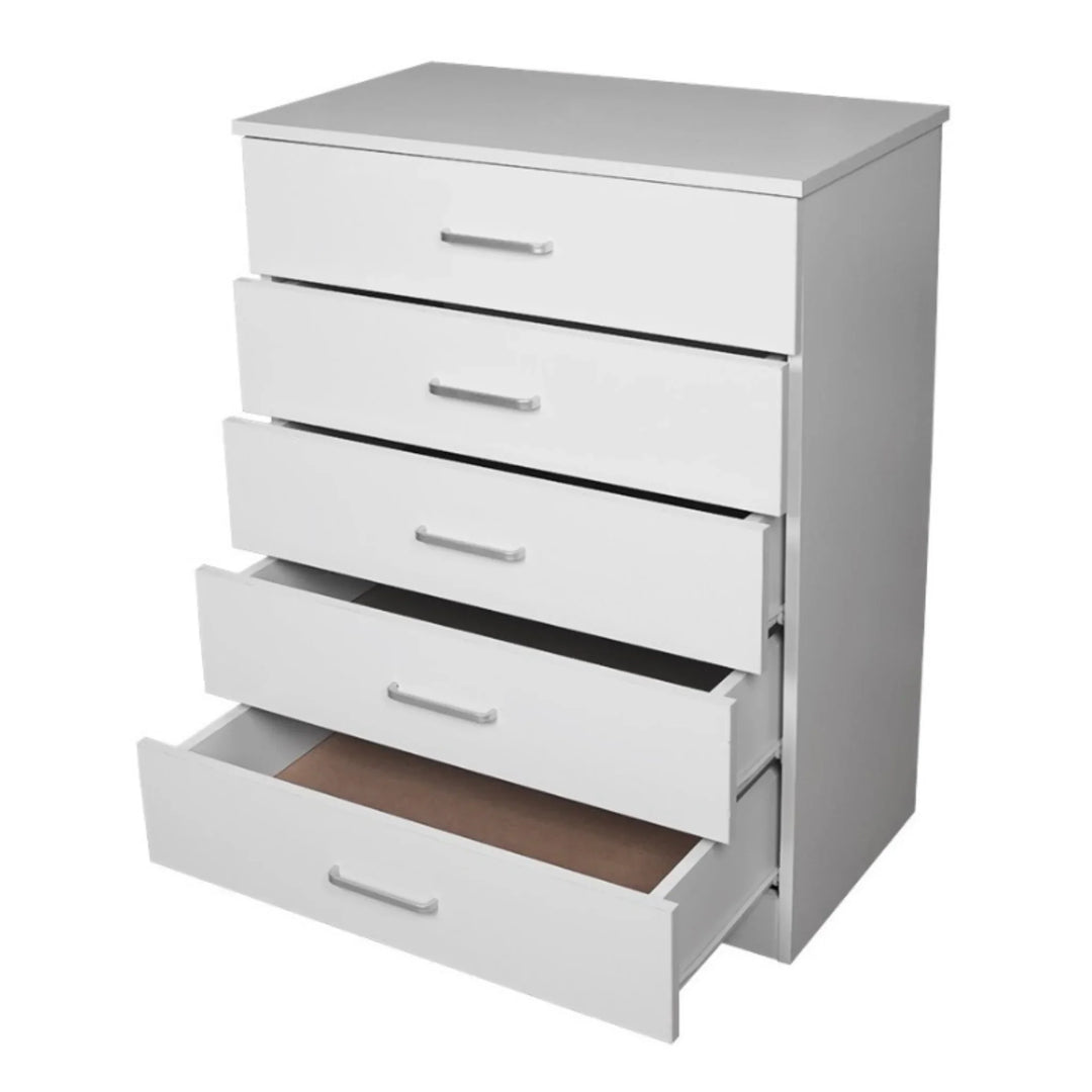 Beli 5 Drawers Tallboy - White - DLB Furniture