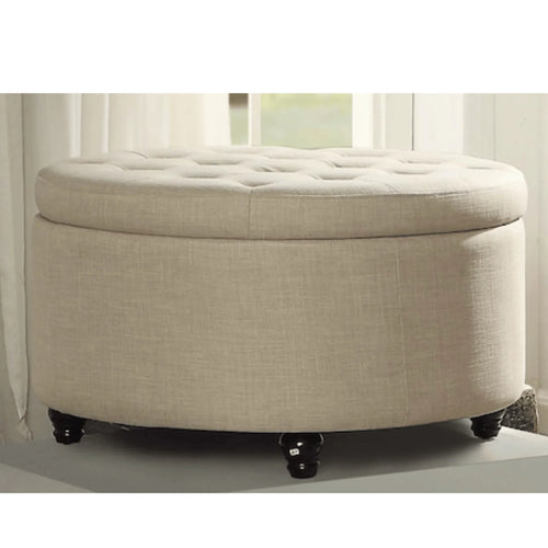 Round Storage Ottoman Sand - DLB Furniture