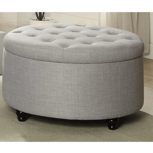 Round Storage Ottoman Light Grey - DLB Furniture