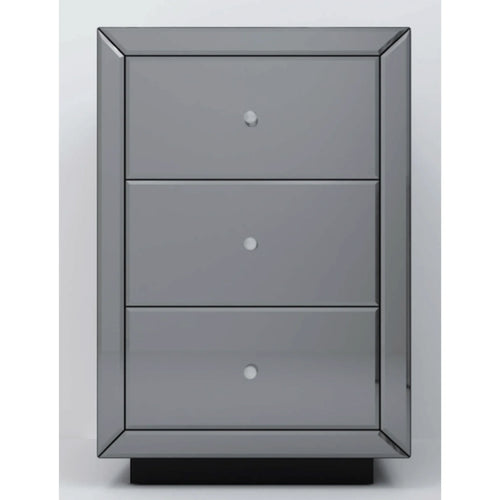 Marie Smoke Grey Mirrored Bedside Table - DLB Furniture