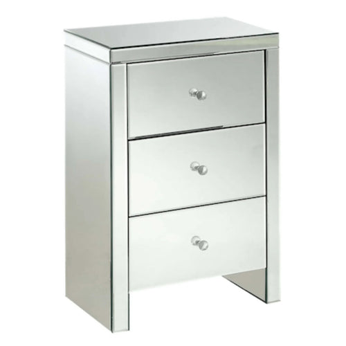 Venetian Mirrored 3 Drawer Bedside Table - DLB Furniture