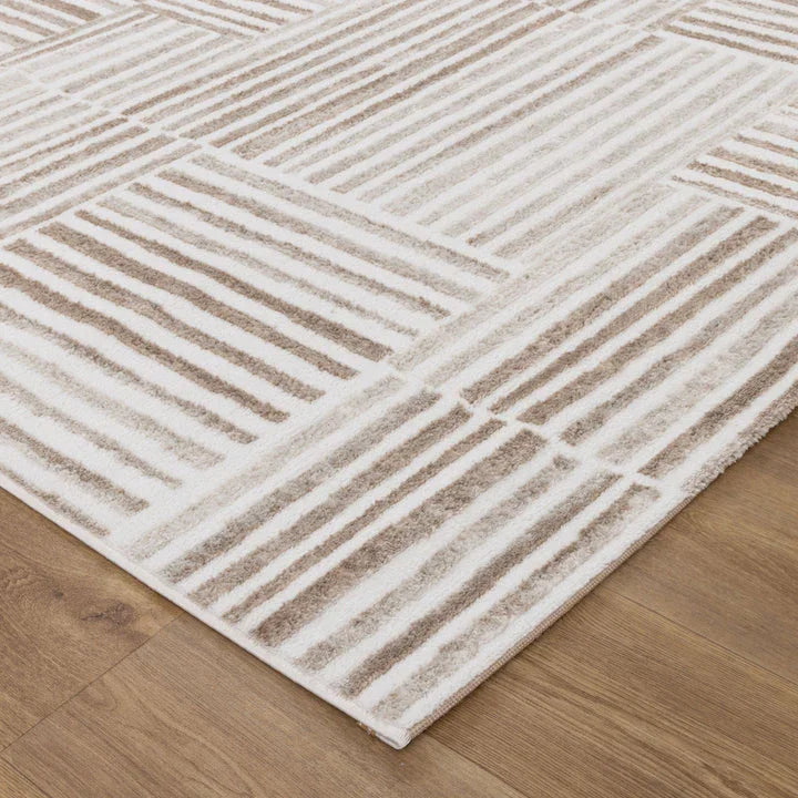 Wellington Geometric Lines Brown Rug - W001 - DLB Furniture