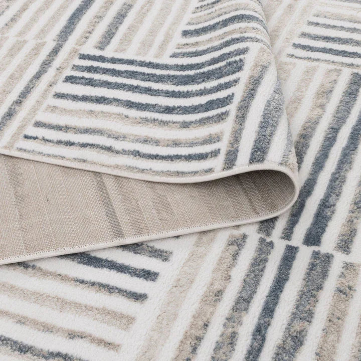 Wellington Geometric Lines Blue Rug - W002 - DLB Furniture