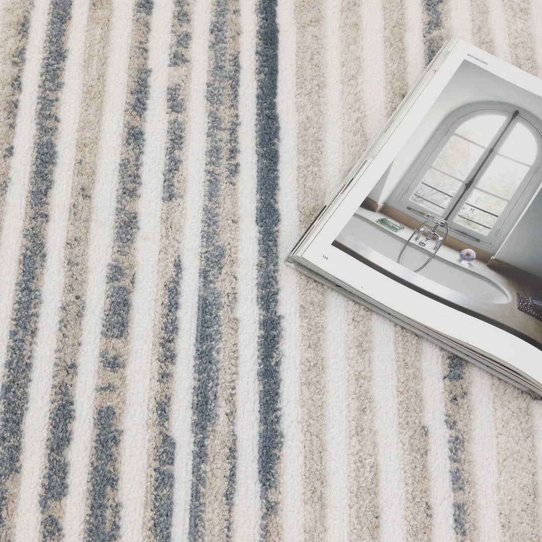 Wellington Geometric Lines Blue Rug - W002 - DLB Furniture