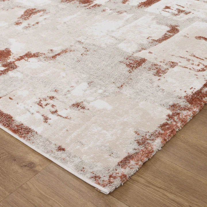 Wellington Abstract Wash Rust Rug - W010 - DLB Furniture
