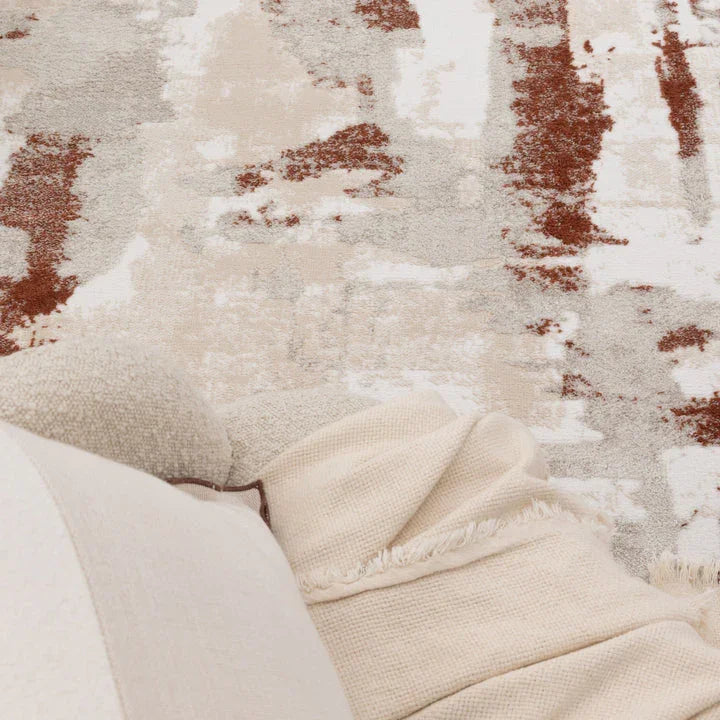 Wellington Abstract Wash Rust Rug - W010 - DLB Furniture