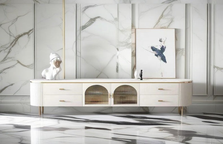 Century Luxury TV Unit Sintered Stone White