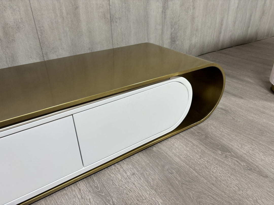 Belinda Extendable Low Line TV Unit Brushed Gold