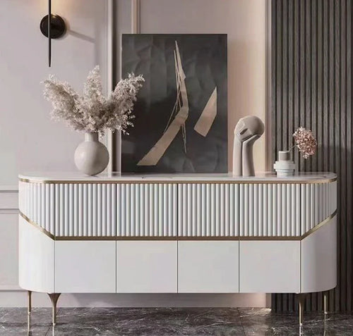 Phoebe Sintered Stone Top White Buffet Table - DLB Furniture