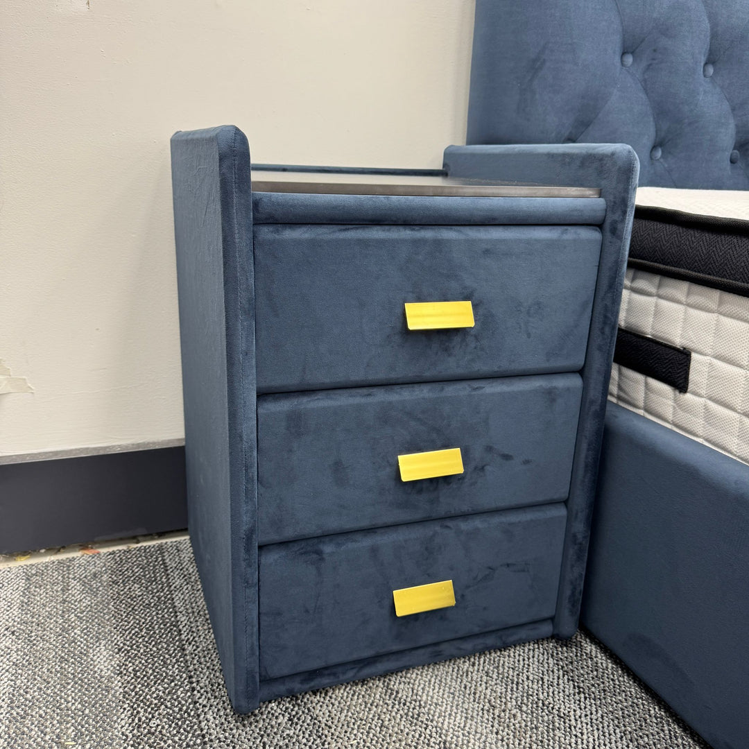 Royal Velvet Bedside Table - Blue
