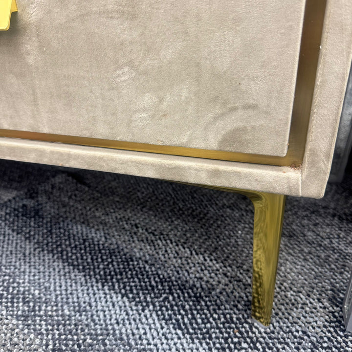 Beige Velvet Dressing Table with Stone Top & Mirror