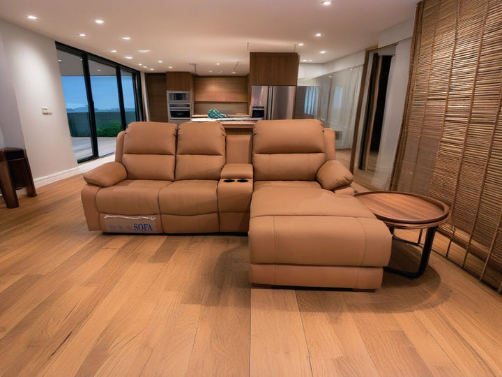 3 Seater Electric Recliner Sofa With Chaise Top Grain Cow Leather