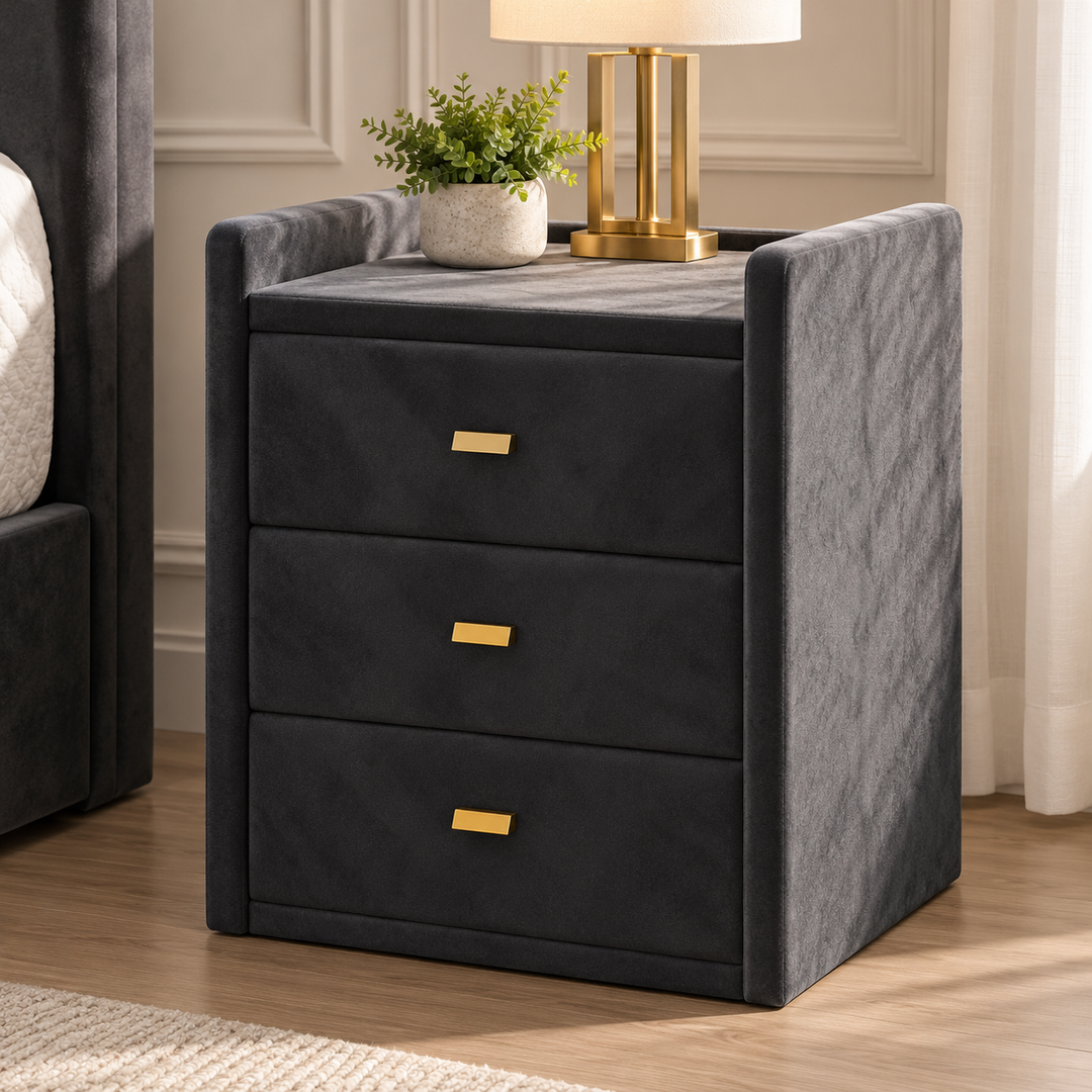 Black Velvet Bedside Table