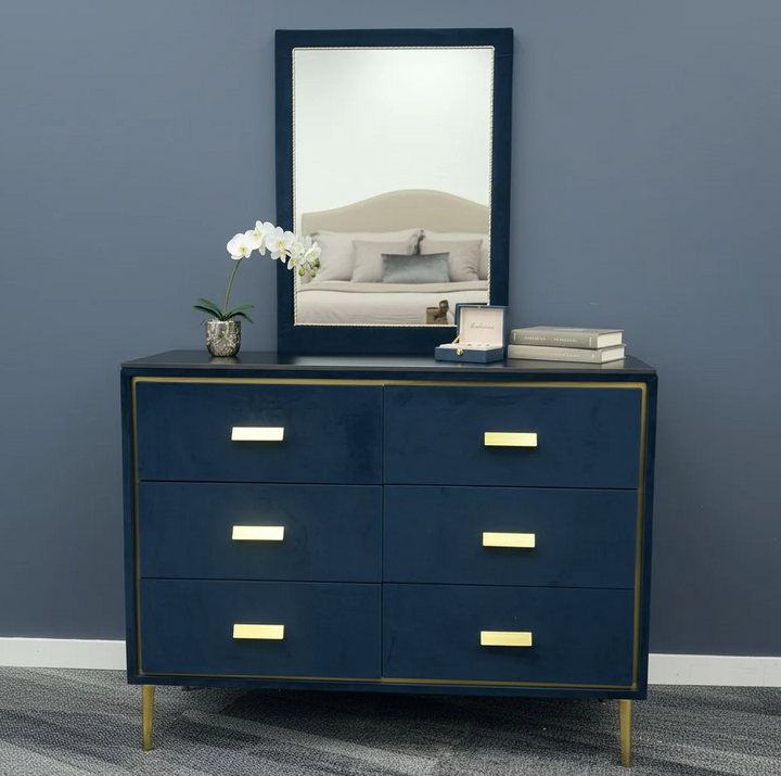 Blue Velvet Dressing table with stone top