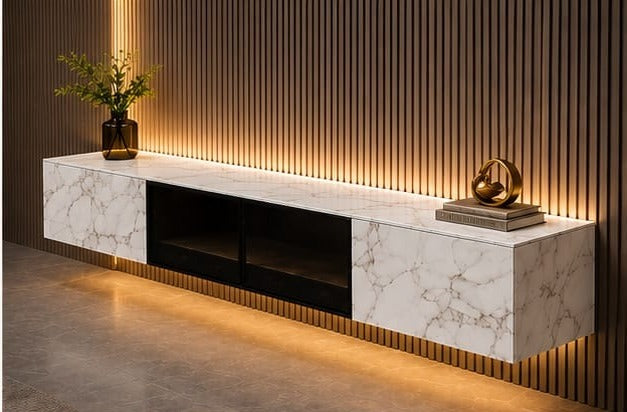 Marbella Luxe 2m Wall-Mounted TV Cabinet White