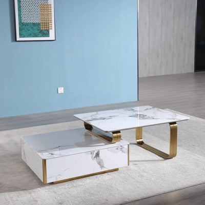 Catalyst Coffee Table Marbella White sintered stone - DLB Furniture