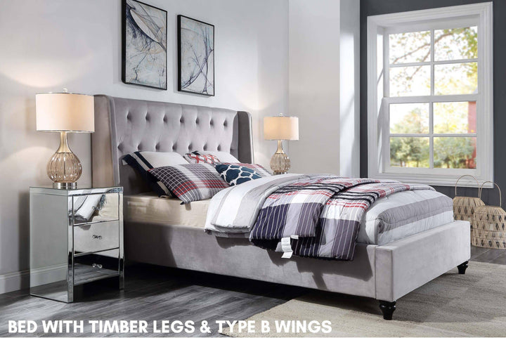 Merida Queen Velvet Bed - DLB Furniture