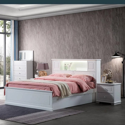 Vinci Ivory White Queen Bed Frame - DLB Furniture