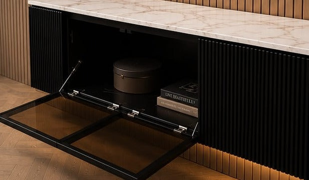 Marbella Luxe 2m Wall-Mounted TV Cabinet Black