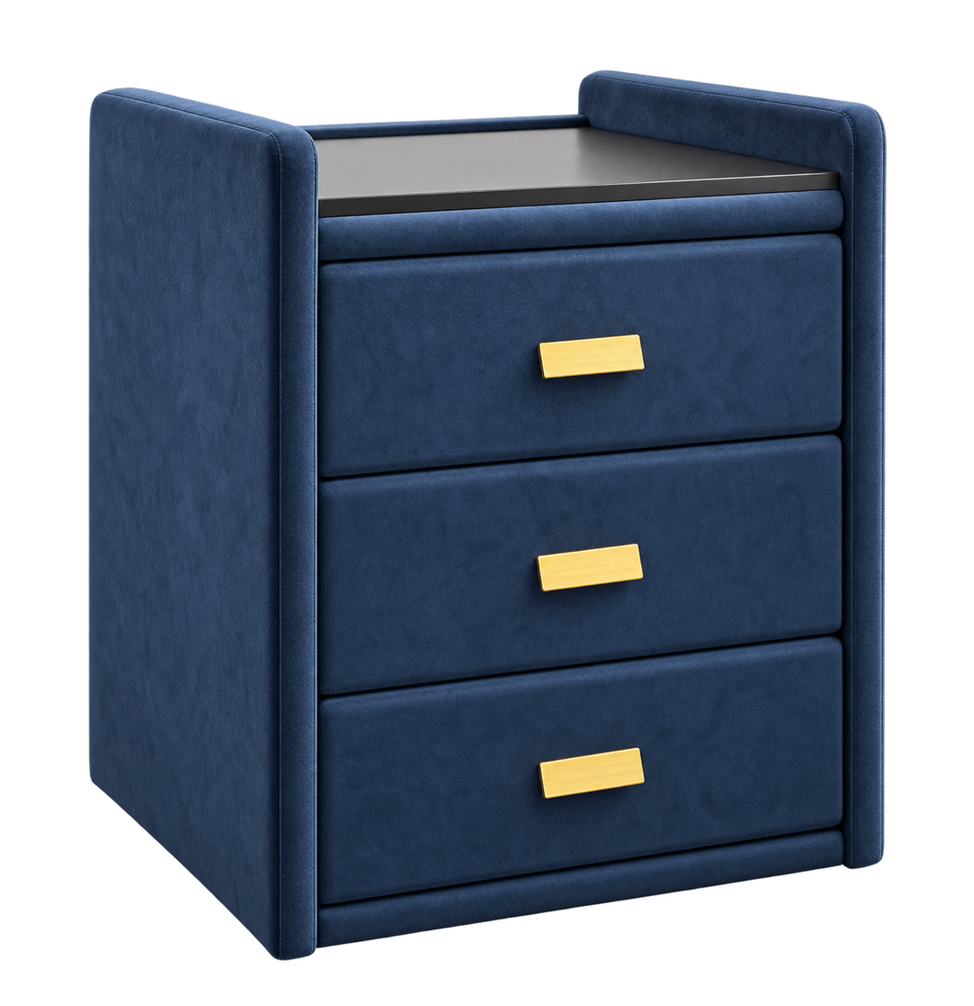 Royal Velvet Bedside Table - Blue