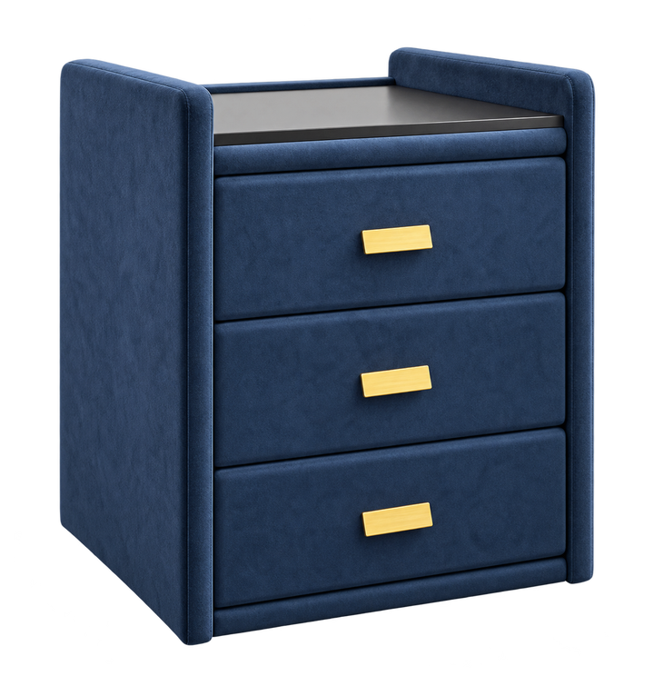 Royal Velvet Bedside Table - Blue