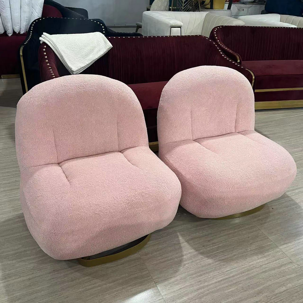 Cloudé Bouclé Swivel Chair with Brushed Gold Base ( Custom Design Accepted)