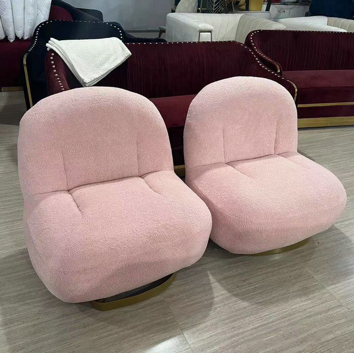 Cloudé Bouclé Swivel Chair with Brushed Gold Base ( Custom Design Accepted)