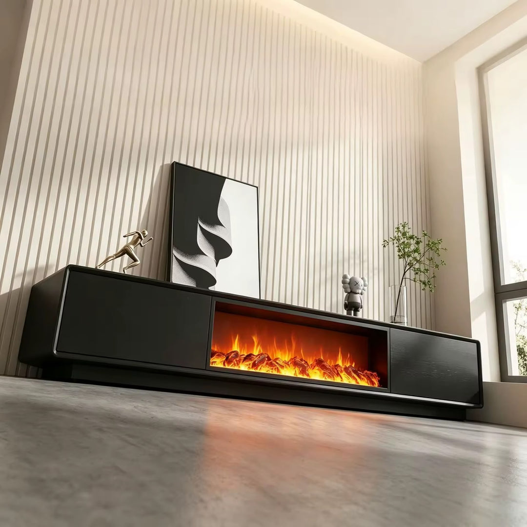 Noir Ember 200cm Fireplace TV Unit