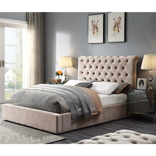 Triton Velvet Super King Bed Frame Cream - DLB Furniture