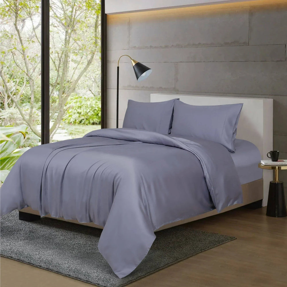 TENCEL™ 100% Lyocell Fibre Quilt Cover Set Grey Queen - DLB Furniture