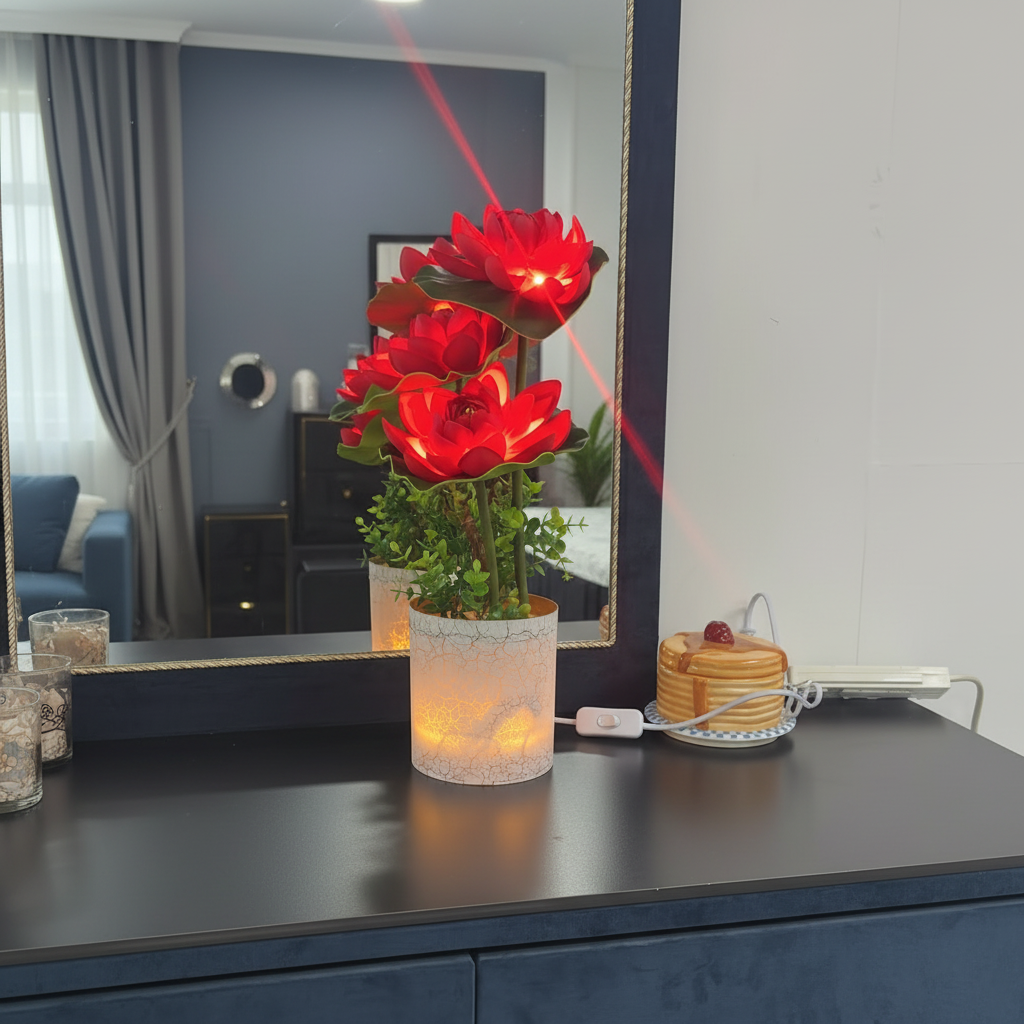 Crimson Lotus Glow Flower Lamp