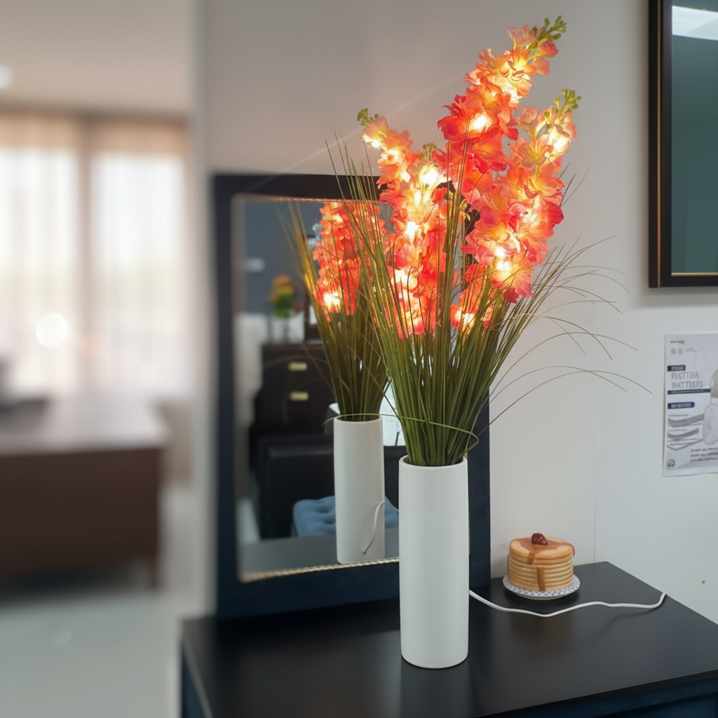Coral Blossom Glow Ceramic Vase Lamp