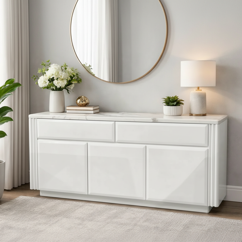 Monaco White Marble Top Buffet