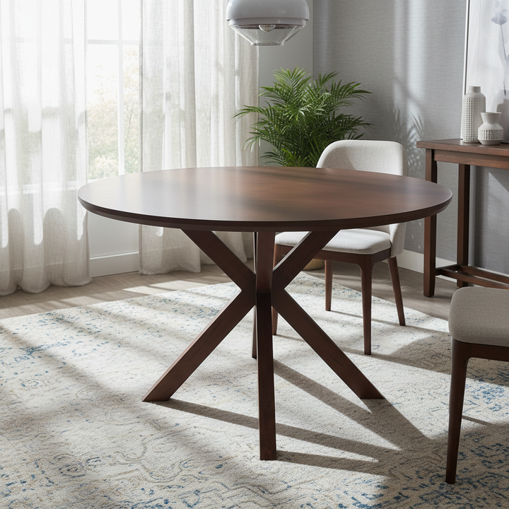 Harlow Walnut Round Dining Table