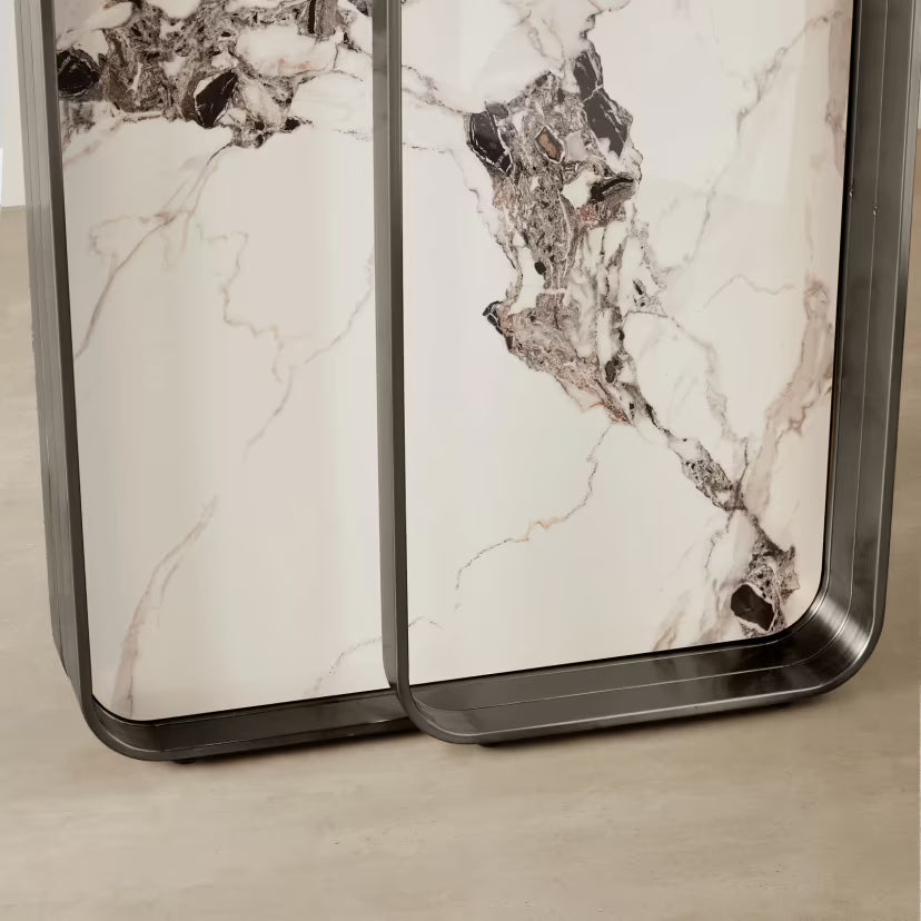 Catalyst Marbella White Sintered Stone Console Table  - Black Nickel Frame