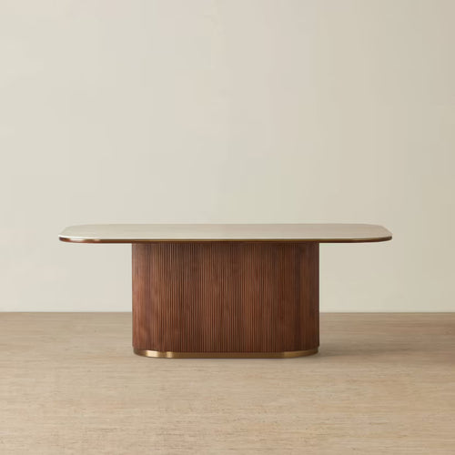 Arcadia Luxury dining table with base storage Brown (Dining Table With Storage)
