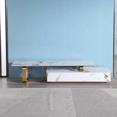 Catalyst TV Unit Marbella White sintered stone white TV unit - DLB Furniture