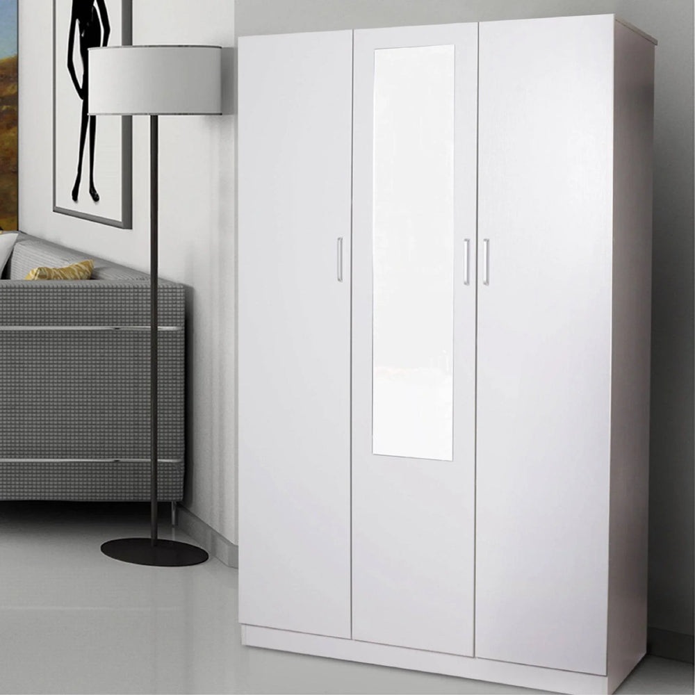 Beli 3 Door Combo White Wardrobe - DLB Furniture
