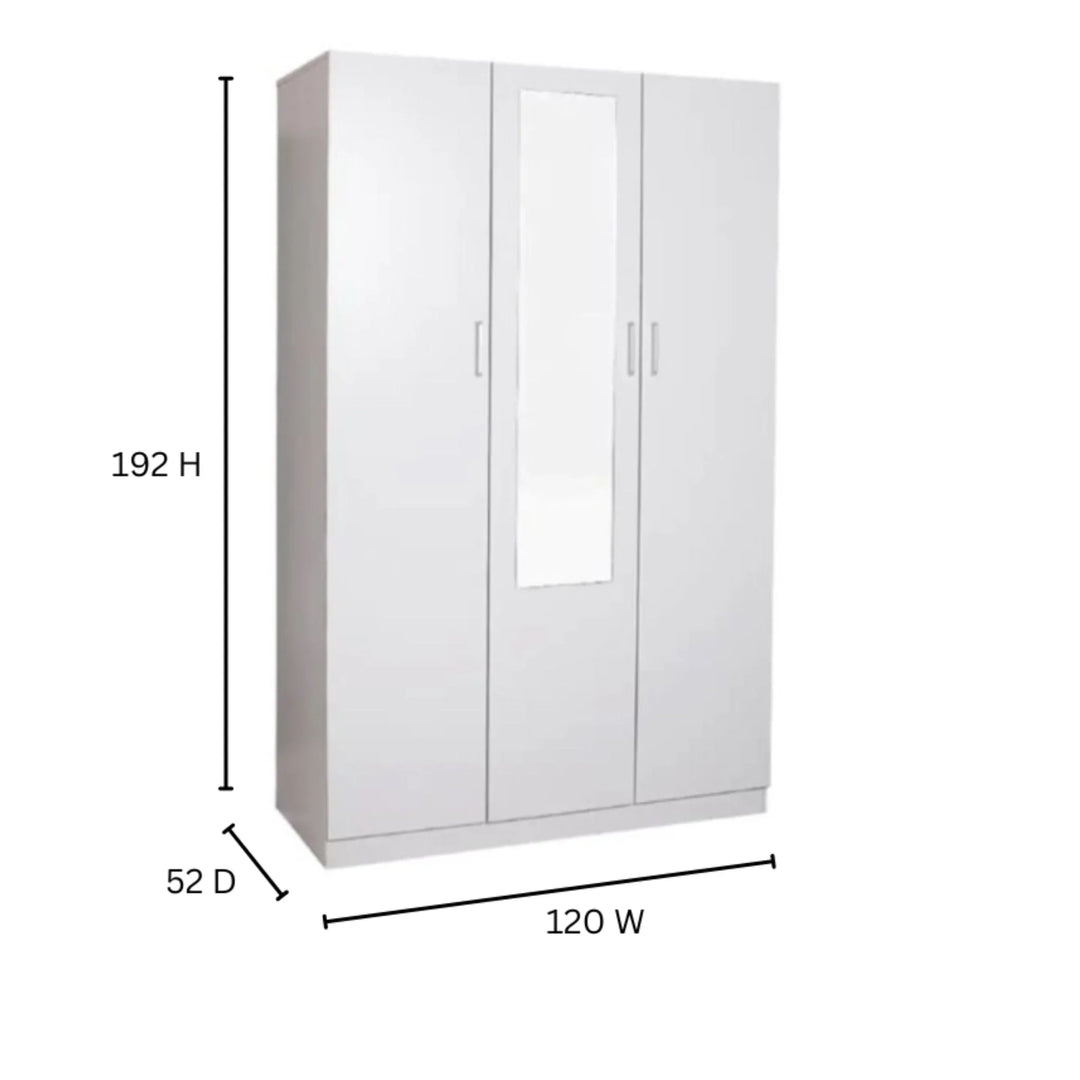 Beli 3 Door Combo White Wardrobe - DLB Furniture