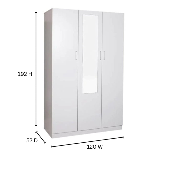 Beli 3 Door Combo White Wardrobe - DLB Furniture